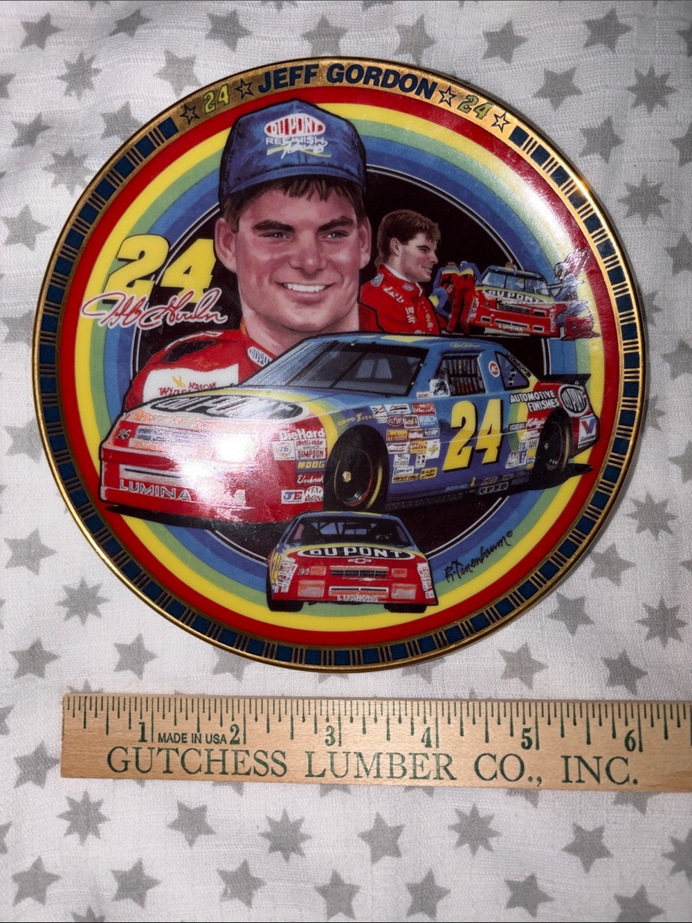 Nascar White & Gold Jeff Gordon 24 Decorative Plate